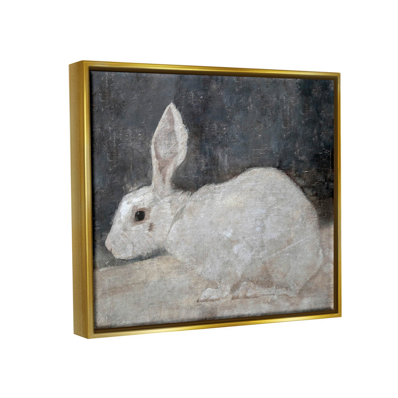 "White Rabbit Bunny", art mural classique encadré flottant par lettres et doublures, H 25 po x l 31 po x P 1,7 po
