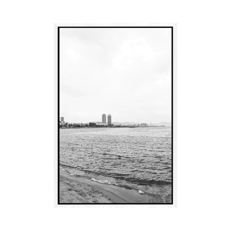 Barcelona Coast II by Bethany Young - Print on Canvas, 66.04cm H x 45.72cm W x 3.81cm D, White Framed