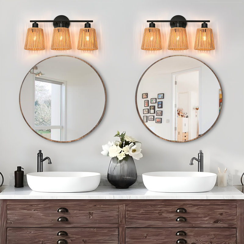 Camaya Dimmable Rattan Vanity Light, 3