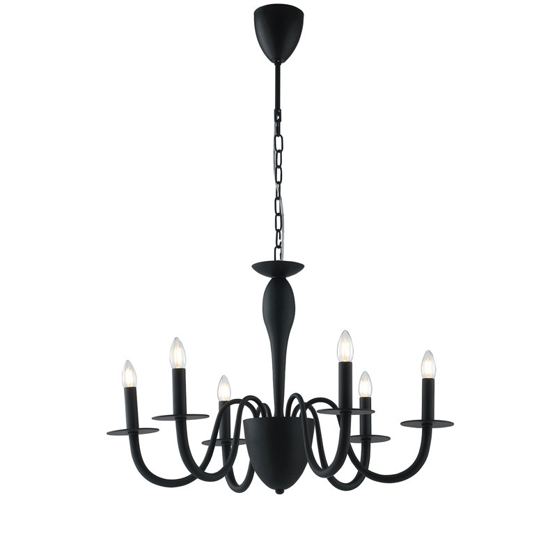 Ferndale 6 - Light Candle Style Chandelier, Black