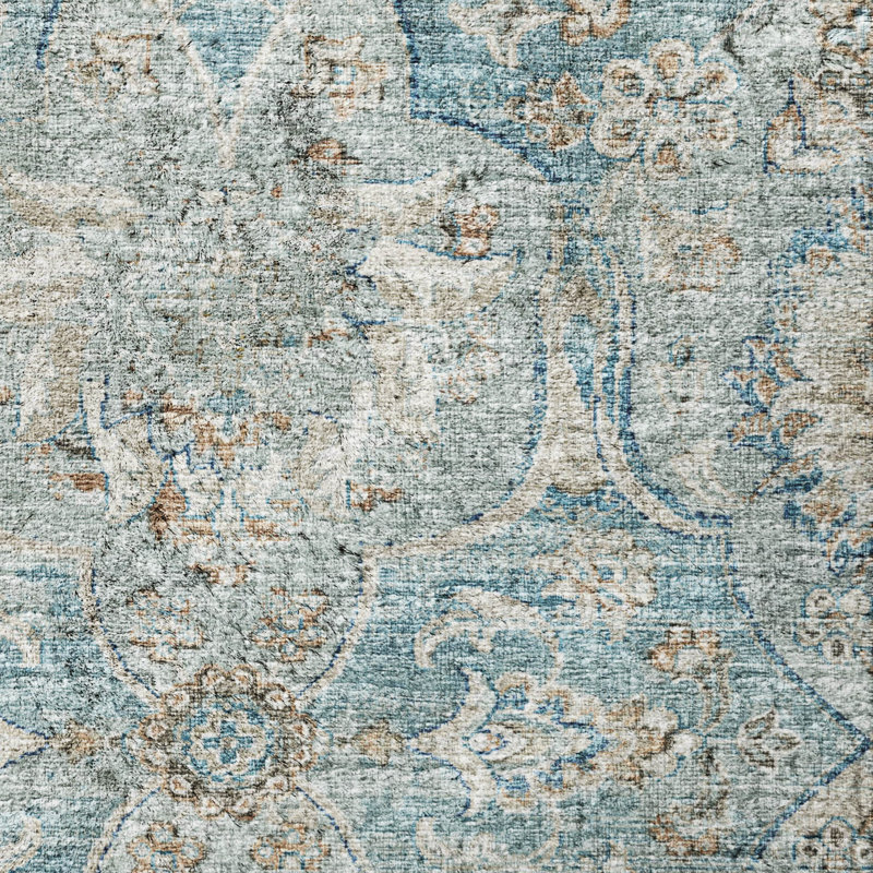 Tapis à poils longs lavable à la machine de qualité supérieure ADS95, 8 pi x 10 pi, Paon