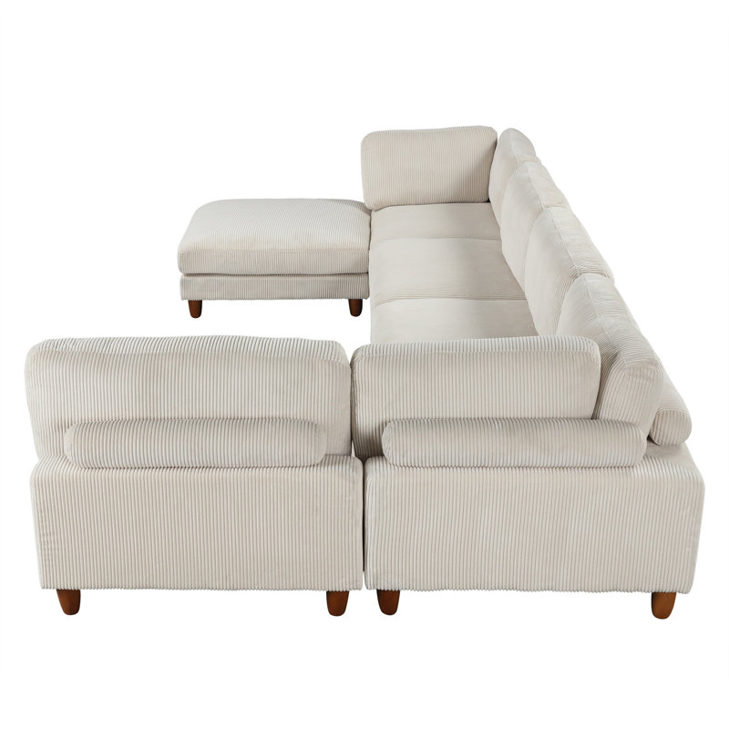 U-Style 163''Modular Sectional Sofa, Beige Polyester