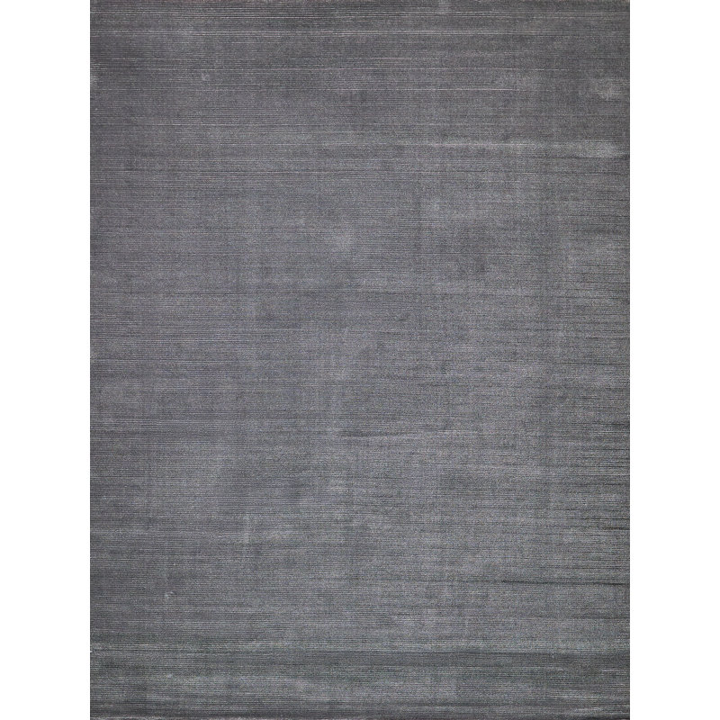 Pavia Hand Loomed Silky Nylon Solid Color Area Rug in Gray, Rectangle 2' x 3'