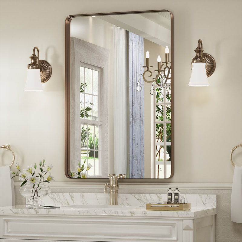 Miroir de salle de bain Morelock, Bronze, 30 po x 22 po
