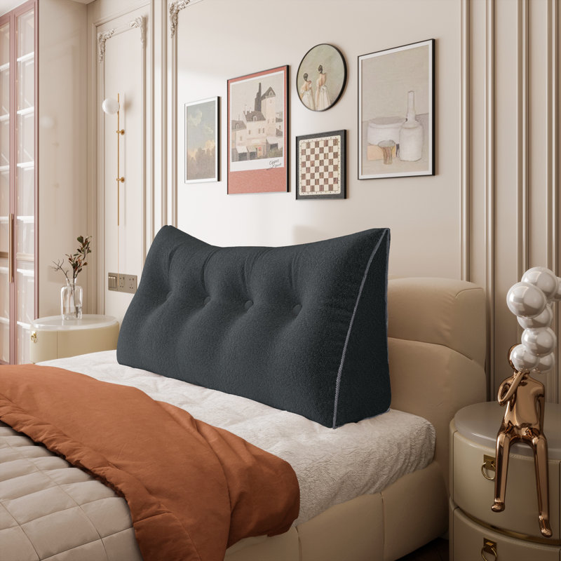 Coussin de lecture confortable, Couleur unie, Lit double, Gris foncé
