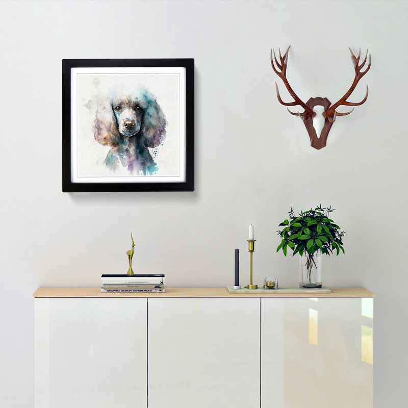 Poodle Watercolour - Framed Print, Black