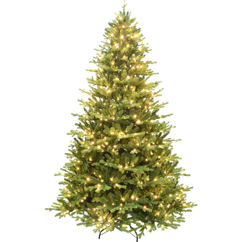7.5-Foot Green Pine Artificial Christmas Tree with Warm White LED Lights