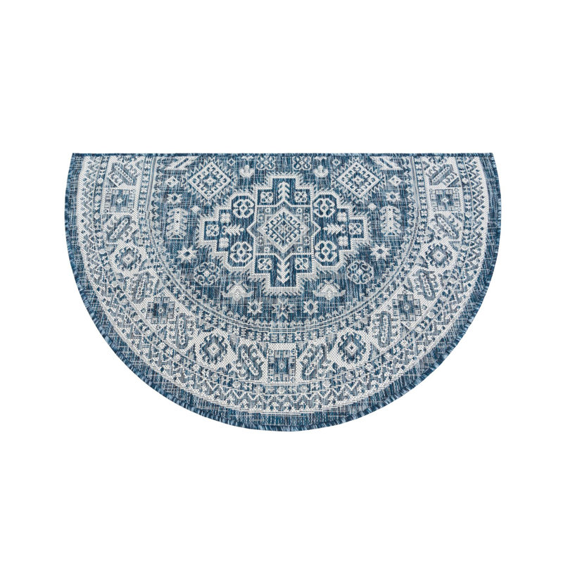 Anariya Southwestern Brown Indoor / Outdoor Area Rug, Half-circle 2'7" x 4'1"