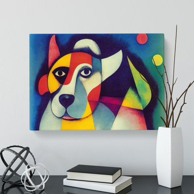 Dog In Abstract - Wrapped Canvas