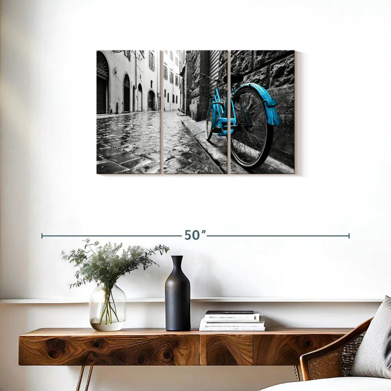 Mehar Retro Blue Bicycle, 20" H x 33" W