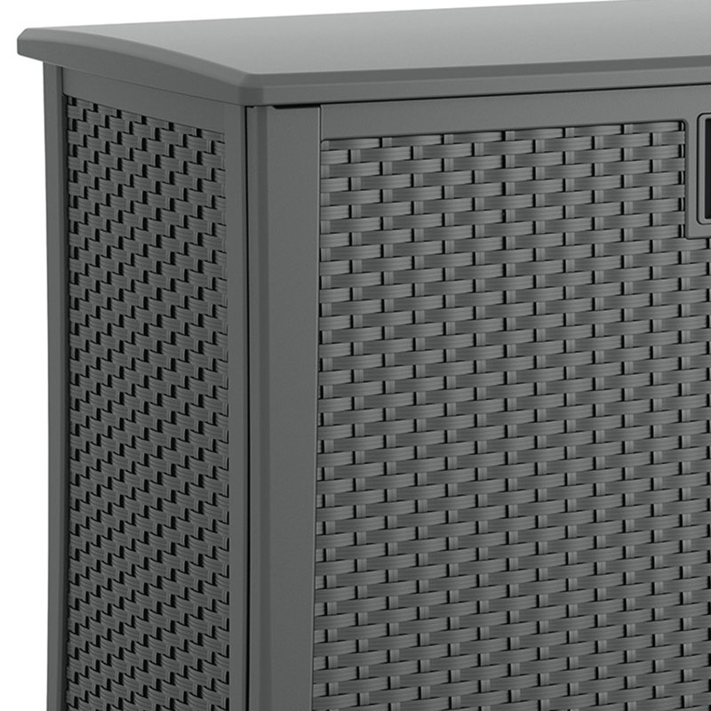 Cool Gray Lockable Wicker Plastic Outdoor 2-Door Cabinet
