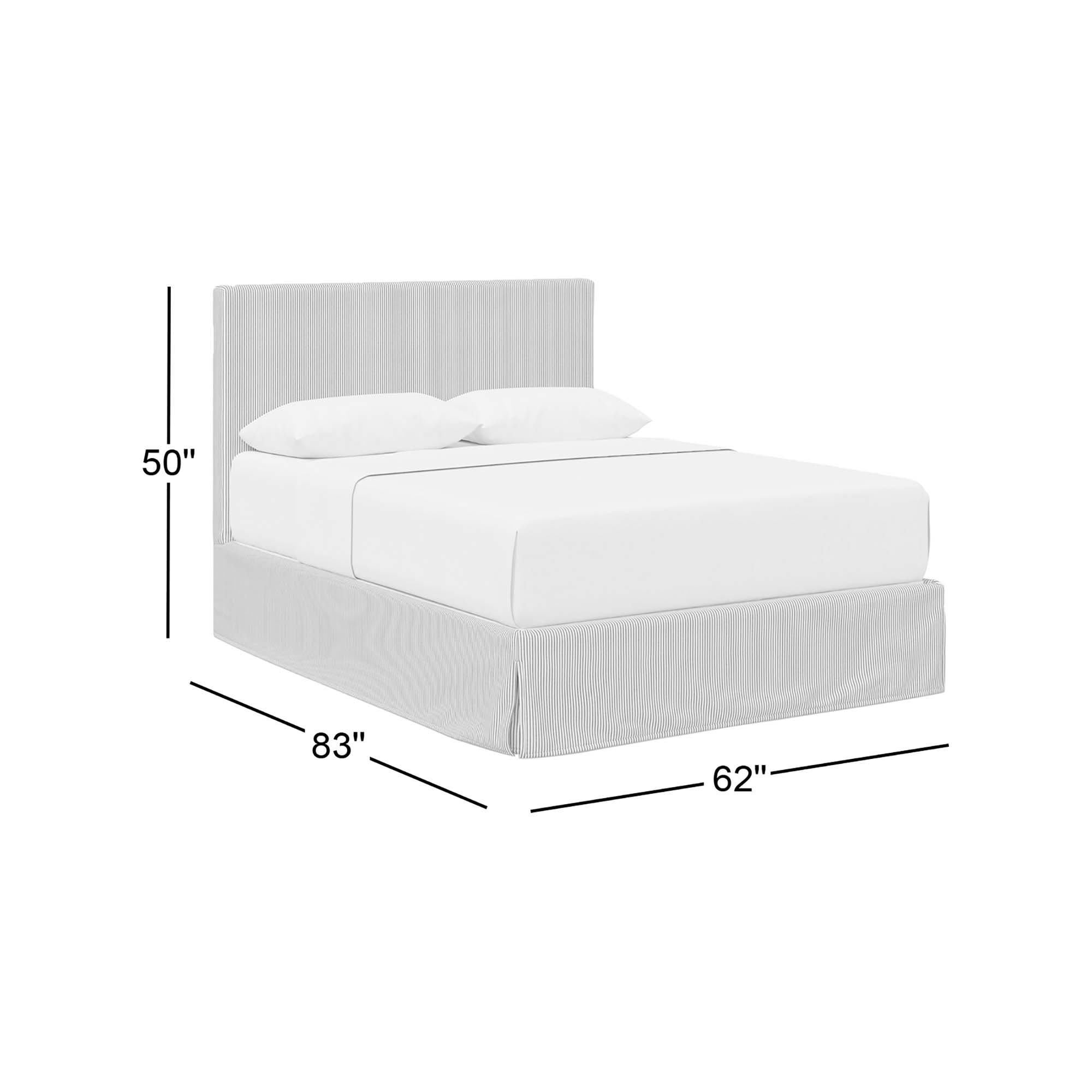 Verona Upholstered Slipcover Bed, Fritz Indigo Stripe, Queen