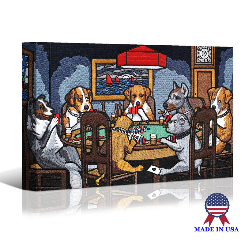 Mignons chiens jouant aux pokers, H 20 po x l 30 po x P 1,5 po