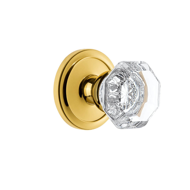 Bouton de porte Chambord avec rosette circulaire, Laiton éternel, 2 3/8", Intimité (lit et salle de bain)