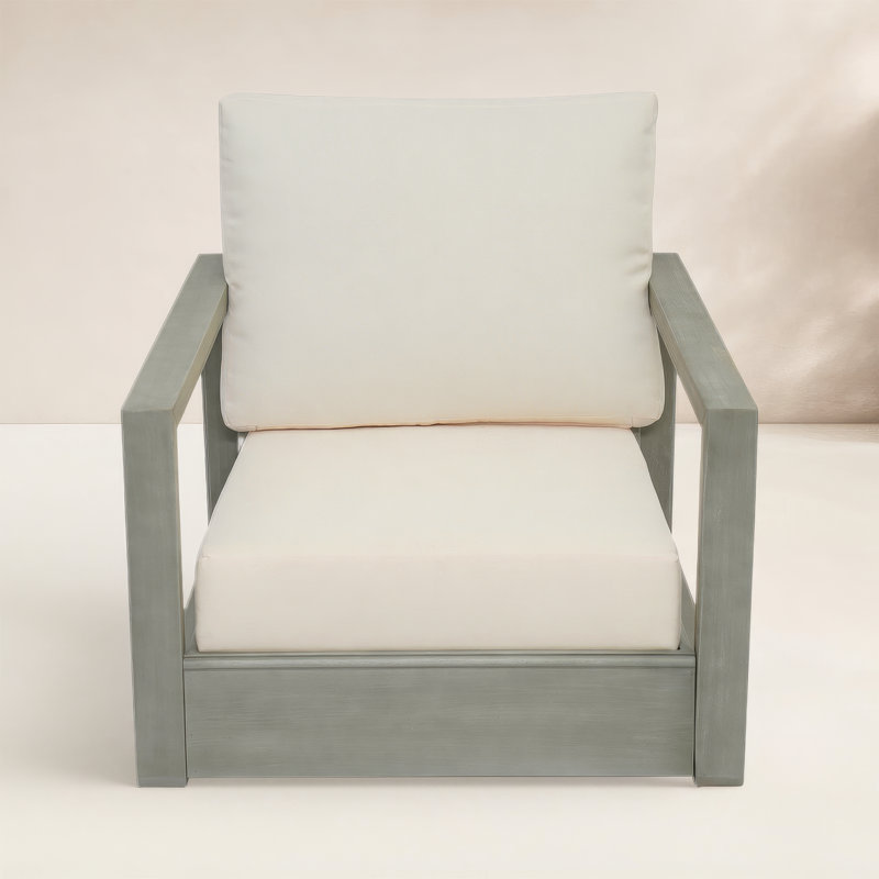 Donnie Acacia Outdoor Lounge Chair, Light Gray