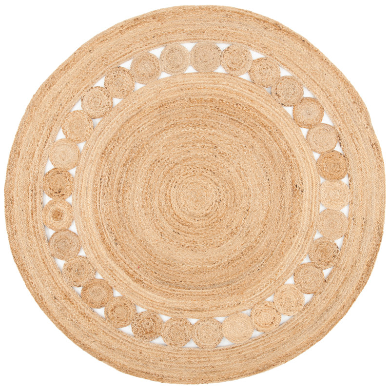 Tapis de couleur unie en jute tissé à plat Casas, Rond 6 pi
