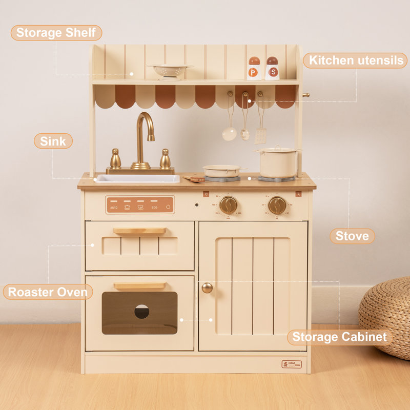 Ensemble de cuisine de jeu pour enfants, ensemble de cuisine pour enfants d'âge préscolaire, Crème, crème