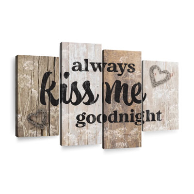 Kiss Me Goodnight, ensemble de typographie sur toile 4 pièces