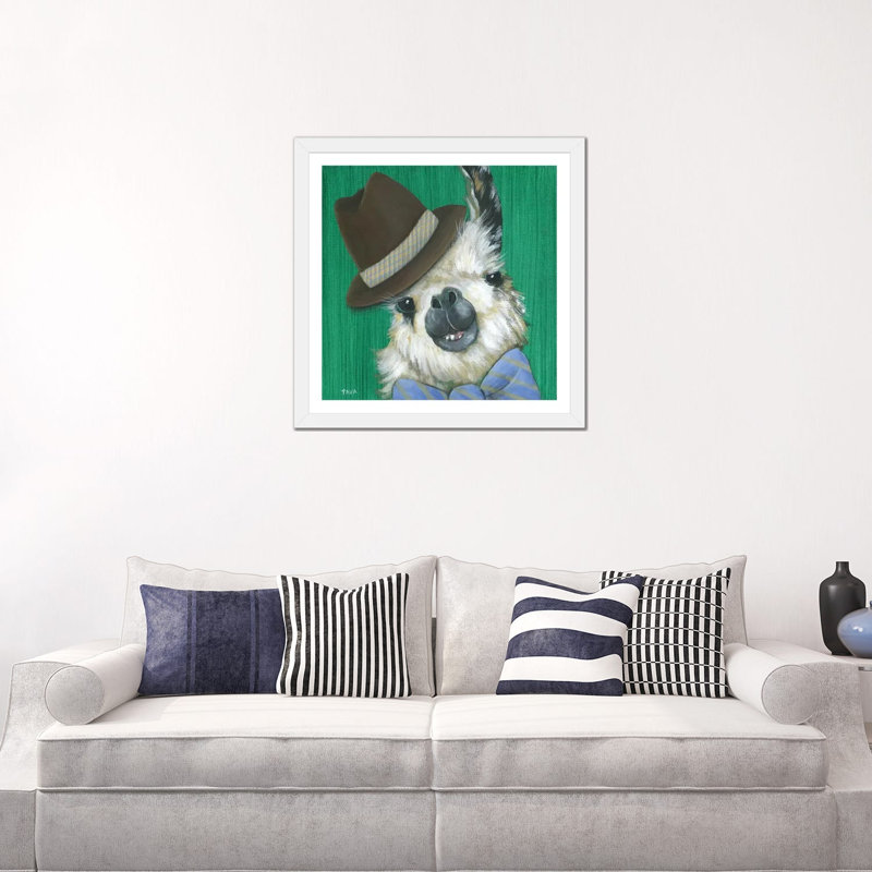 Llama Gentleman - reproduction d'art, H 24 po x l 24 po x P 1 po, Blanc, Livre blanc