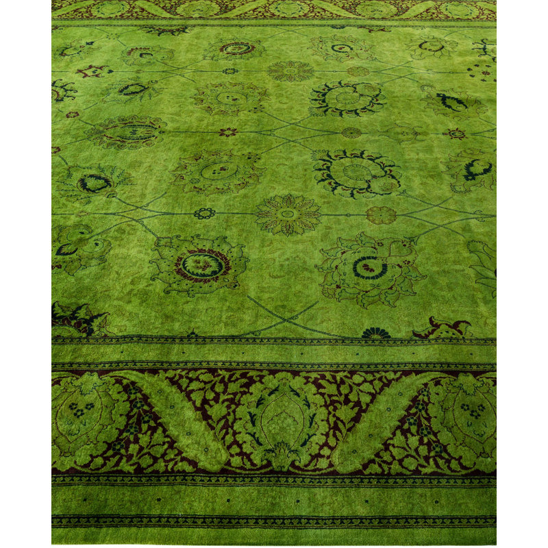 Overdyed One-of-a-Kind 9' 4" X 12' 2" Hand Knotted Area Rug
