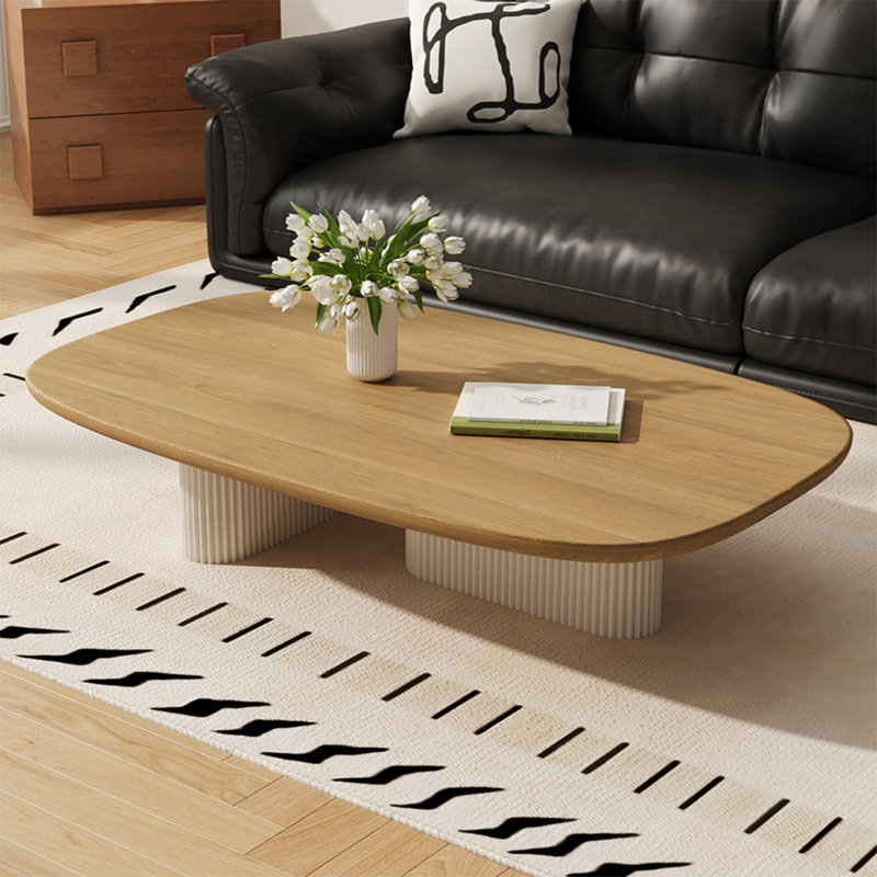 Table de salon simple en bois massif carré, Burlywood, H 15,7 po x L 63 po x l 31,5 po