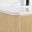 Meuble-lavabo mural simple en chêne scandinave de 36 po Francesca, comptoir en quartz blanc arrondi, lavabo carré encastré (3 trous), garniture noir mat-134540054-134540056-134549559