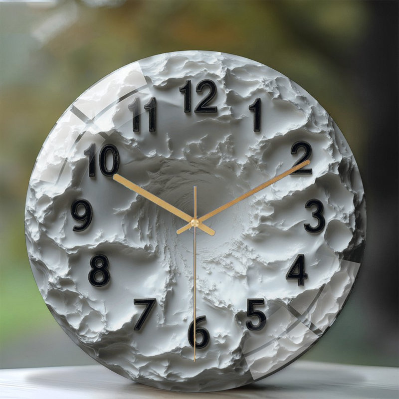 Elegant Wall Clock with Unique Design Art - 12'' Modern Glass Wall Clock