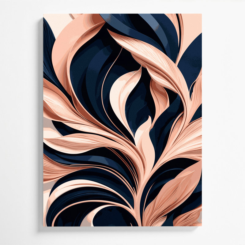 "Abstract Florals 45", art mural sur toile grise, H 14 po x l 11 po