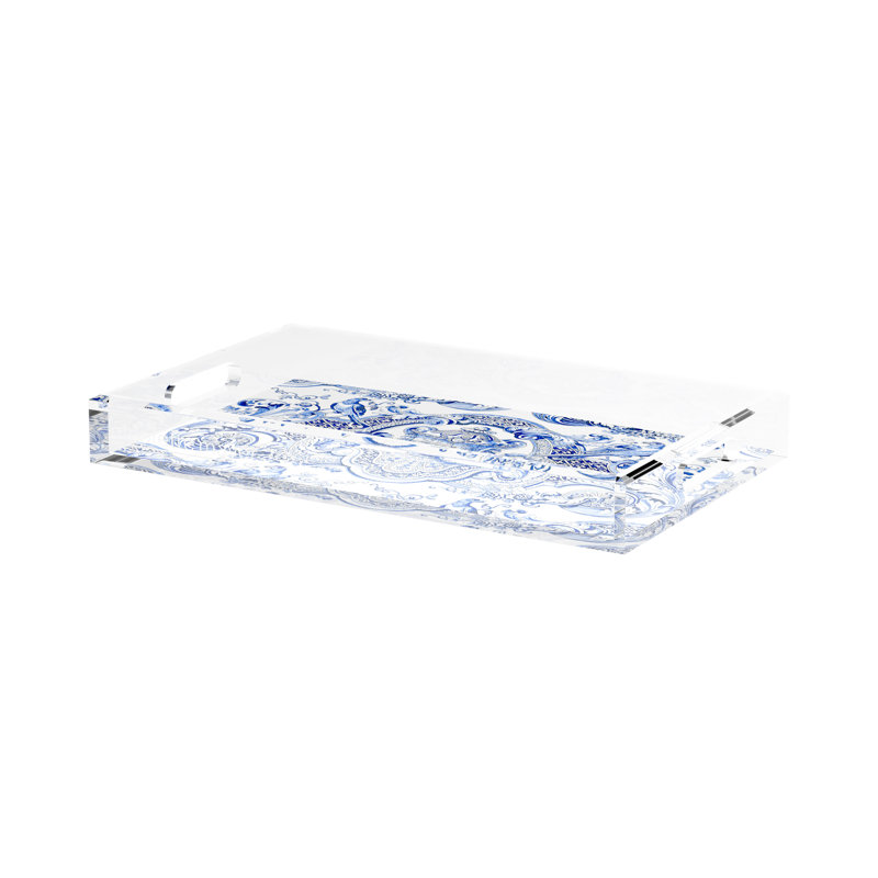 Royal Delft William Mary Blue Acrylic Rectangle Decorative Tray, 17"W x 10.5"D x 2"H