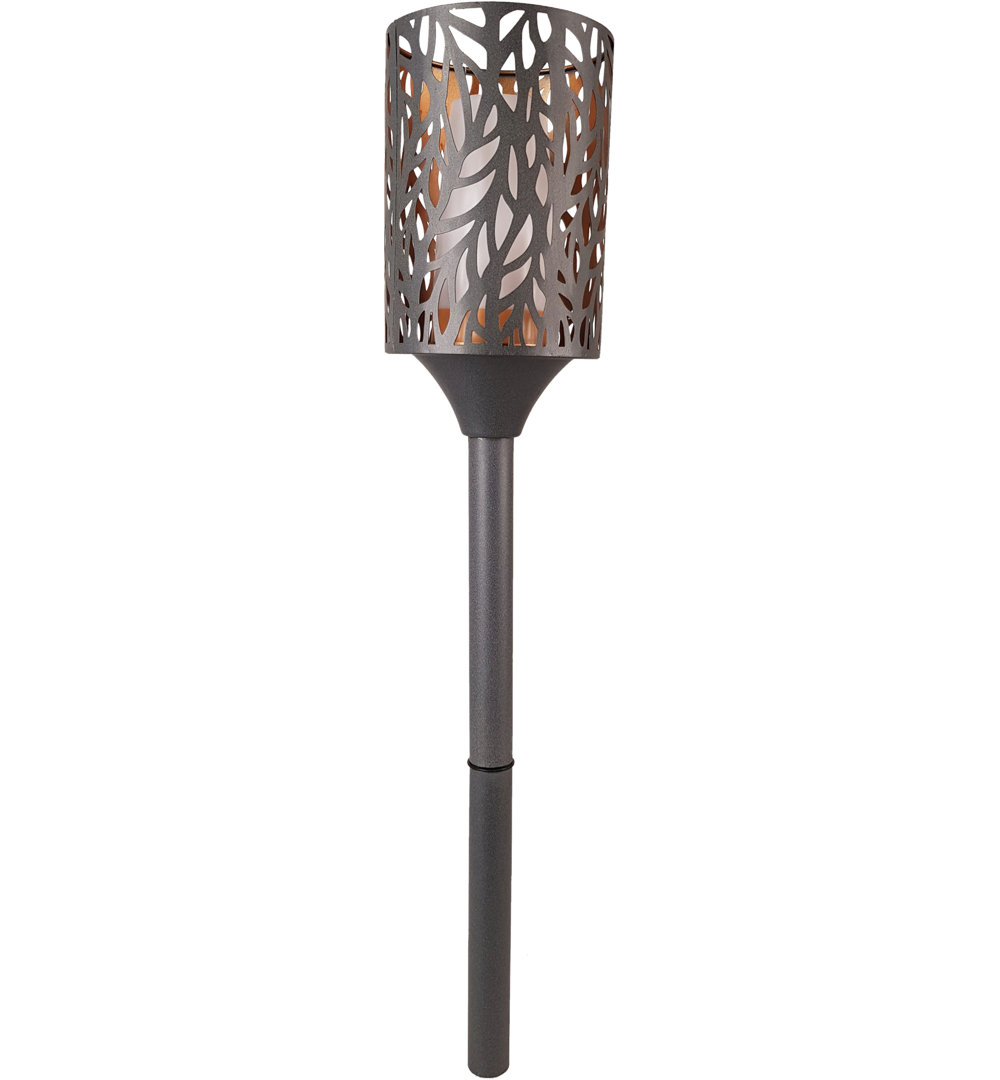 Battery Powered Charcoal Grey Metal Cylinder Flame Candle Torch with Remote Control and Timer