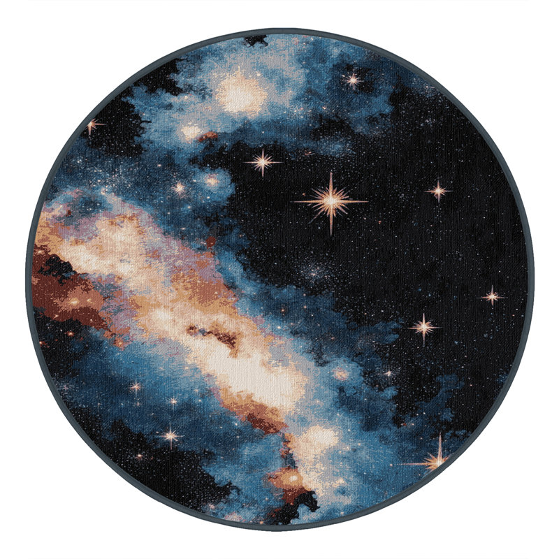 Tapis noir lavable à la machine, Rond 5 pi