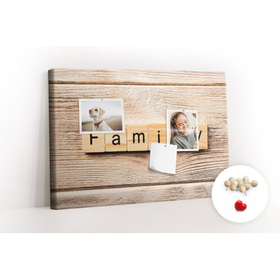 Wall Mounted cork board with print wall art kitchen notice board decorative bulletin board ideas Family word