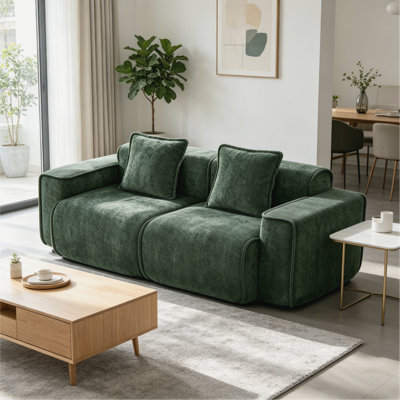 Canapé moderne en velours vert, canapé rembourré confortable pour la décoration intérieure