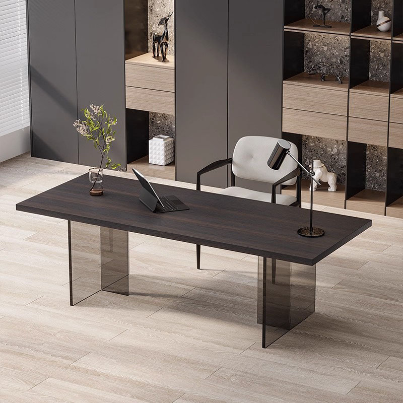 Bureau italien en acrylique minimaliste italien, H 29,5 po x l 63 po x P 27,6 po