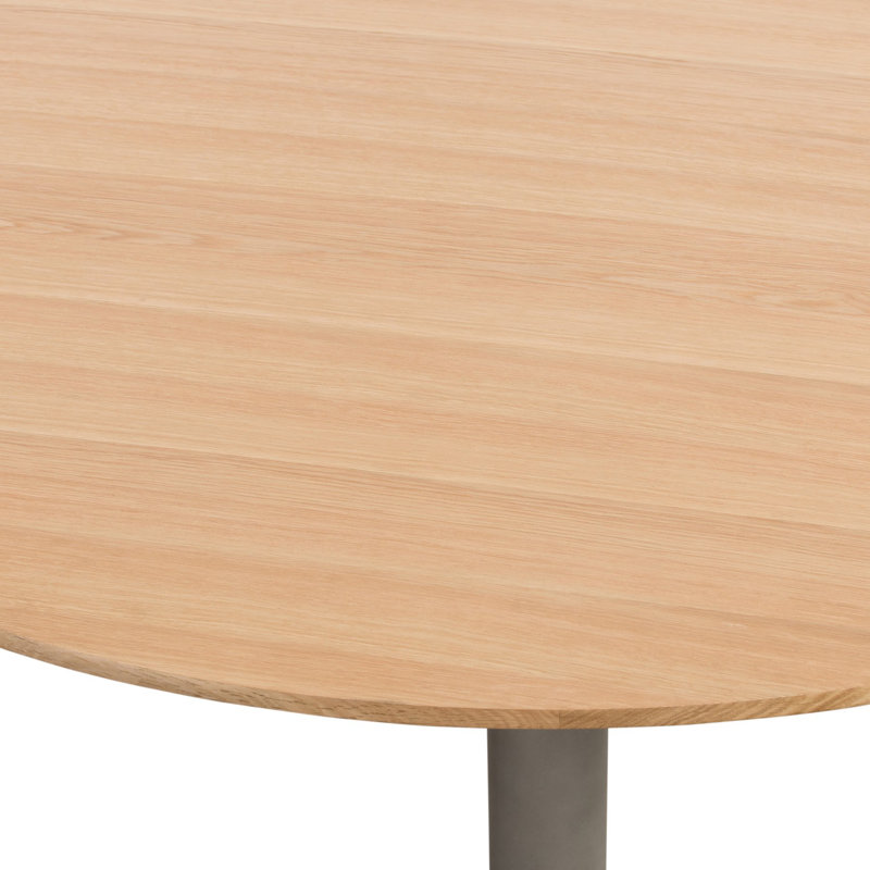 Insani Round Solid Wood Top Metal Base Dining Table