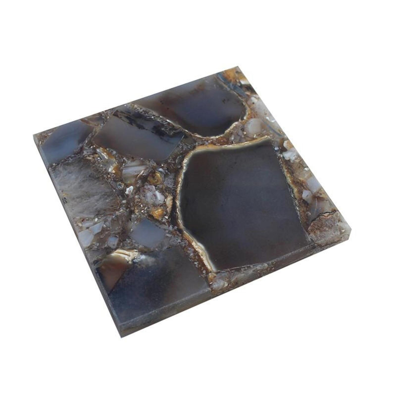Black Square Agate Stone Coasters Set of 4