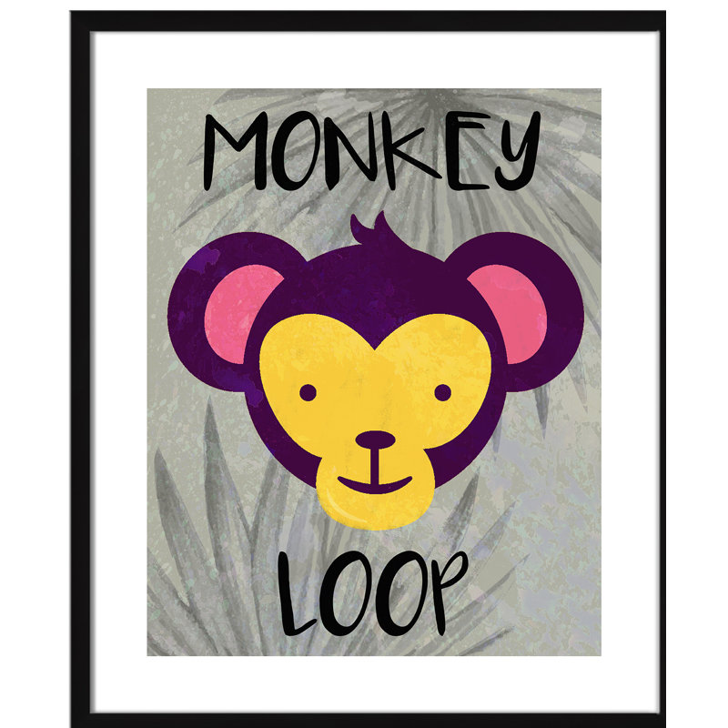 «Monkey Loop», impression sur papier, H 14 po x l 10 po x P 1,18 po, Encadré de boîte noir