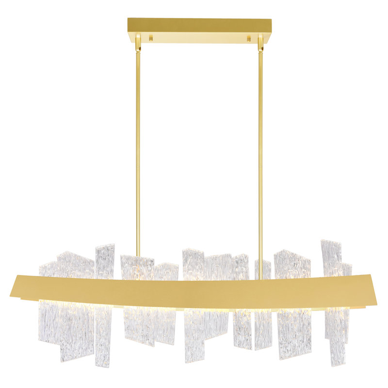 Hildagarde Dimmable LED Kitchen Island Linear Chandelier, Satin Gold
