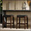 31 po H Tabouret de bar en bois à hauteur de bar avec siège en similicuir noir, 1 pièce-1826524424