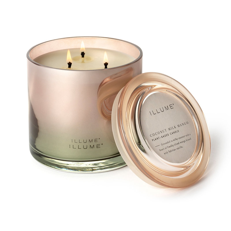 Beautifully Done Essentials Coconut Milk Mango Statement Glass Scented Candle, Statement Glass