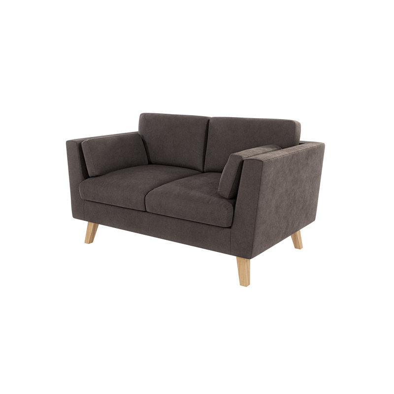 Sofa 2 Seater with Wooden Legs In Scandinavian Style , Brown - Khaki