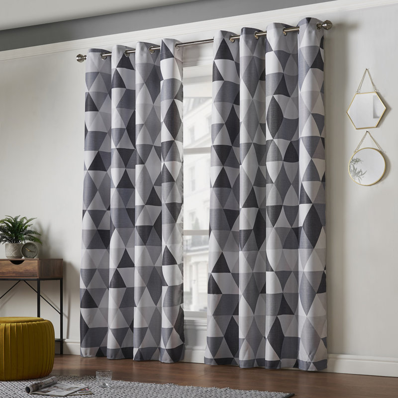 Sandefjord Room Darkening Curtain Pair, Charcoal, Width 168 x Drop 183 cm