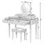 Ensemble de coiffeuse de luxe avec miroir rond, hauteur réglable, coiffeuse, 4 tiroirs et tabouret