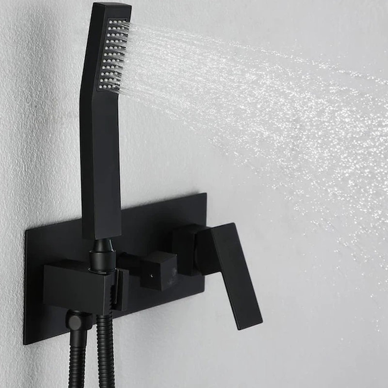 Système de douche noir mat pour salle de bain - Laiton, avec douchette 59 po et douchette double à débit standard en laiton 1,5 gallons par minute