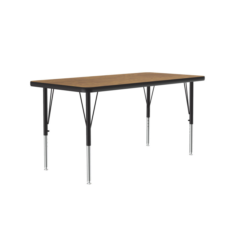 Laminate Adjustable Rectangle Activity Table, Medium Oak, 60" L x 24" W