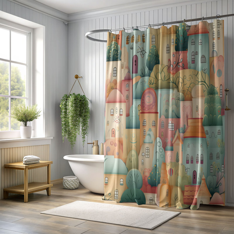 Painted Homes - Rideau de douche Premium, L 71 po x L 74 po