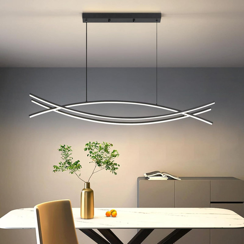 Luminaire suspendu moderne à DEL à intensité variable avec lustre moderne 3000K 6500K avec télécommande