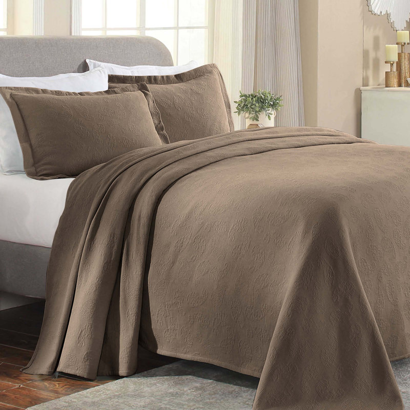 Neo Aldin 100% Cotton All Season Woven Jaquard Matelasse Paisley Bedspread with Shams, Queen Coverlet + 2 Standard Shams