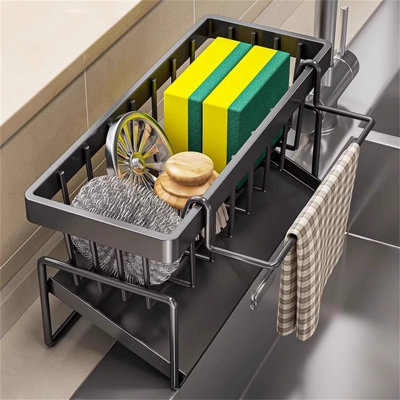 Kitchen Sink Caddy Organizer - Sponge Holder, Drain Rack, Wire Ball Scrubber, Cloth Holder For Dish Washing And Sink Organization