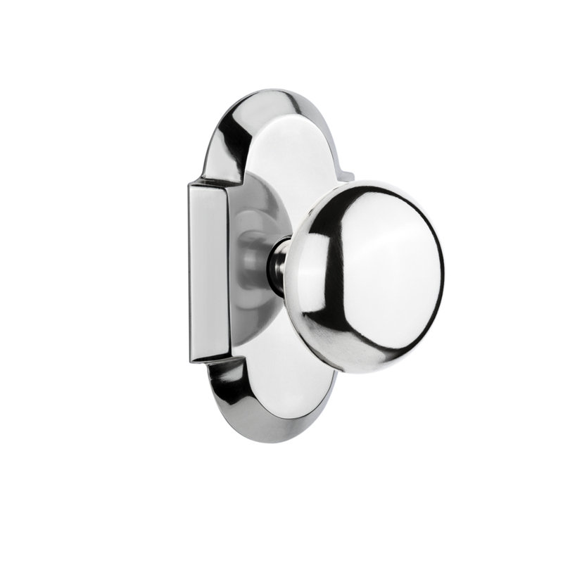 Plaque Cottage avec bouton de porte New York, Chrome brillant, 2 3/4 po